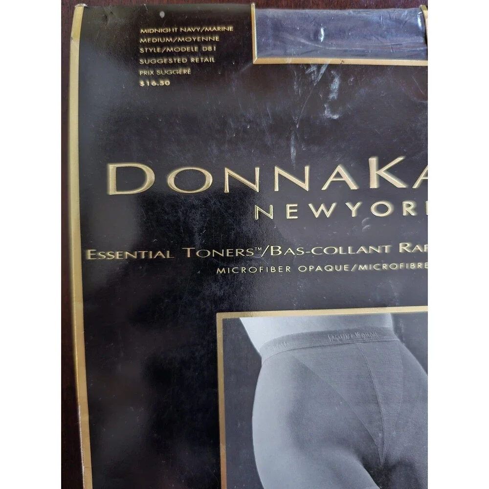 Donna Karan Essential Toners Microfiber Opaque Tights Medium Midnight Navy NIP